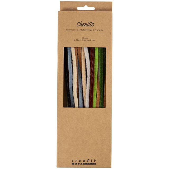 Chenille 30 cm 25-pack Nature colours