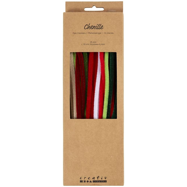Chenille 30 cm 25-pack Christmas colours