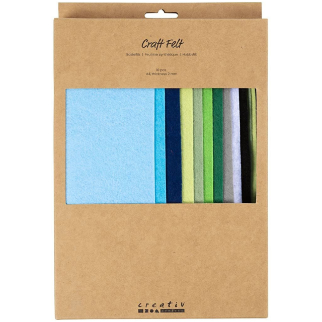 Craft felt A4 10-pack Blue-green colour mix