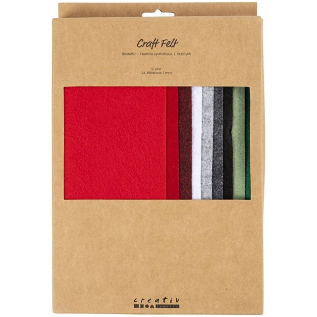 Craft felt A4 10-pack Christmas colours