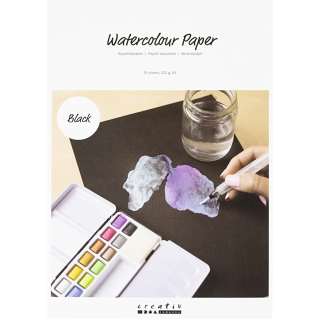 Black Watercolour Paper A4 230g