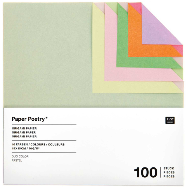 Origami paper Duo Colour Pastel 15x15 cm 100 sheets