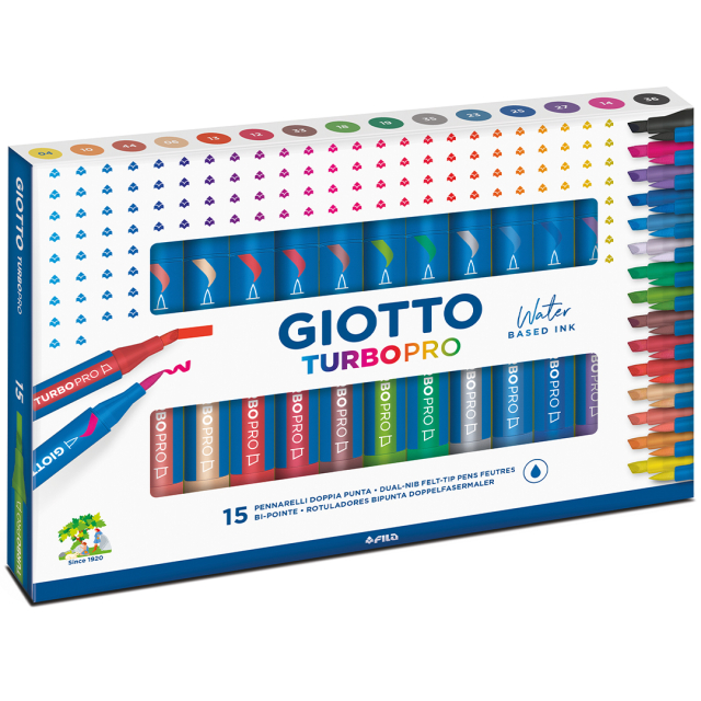 Turbo Pro Dual Tip Marker Pen Set of 15