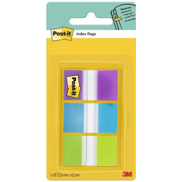 Post-it Index Tabs 25,4x43,2 mm 3 colours