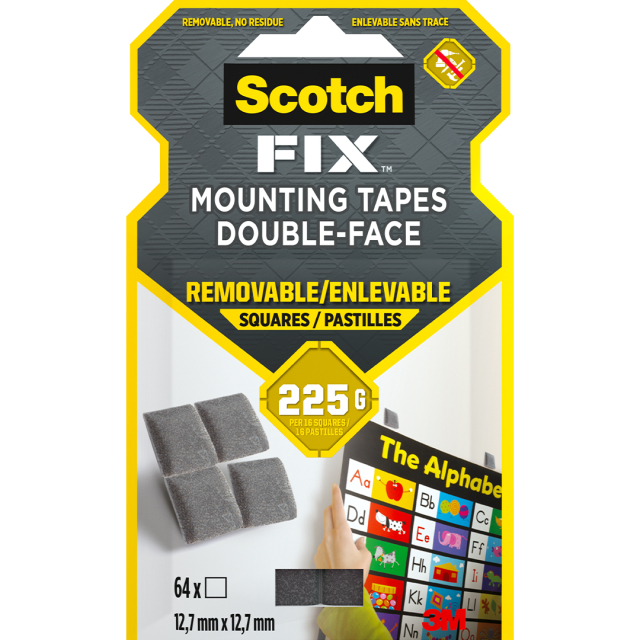 Scotch-FIX Removable mounting pads 12.7x12.7 mm pack of 64