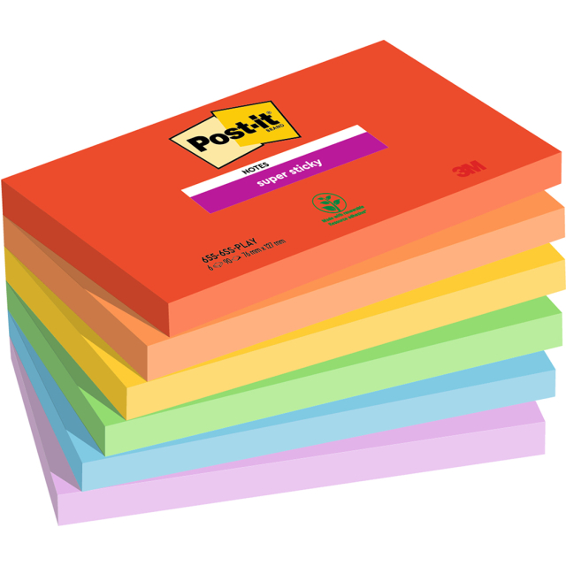 Post-it Super Sticky 76x127 Colour Mix Playful 6-pack