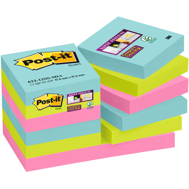 Post-it Super Sticky 47.6 x 47.6 Colour Mix Cosmic 12-pack