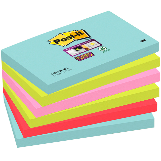 Post-it Super Sticky 76 x 127 Colour Mix Cosmic 6-pack
