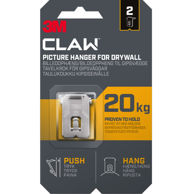 Claw Picture Hook for Plasterboard 20 kg 2-pack