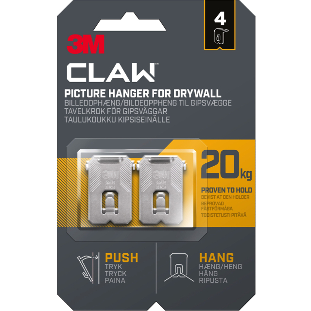 Claw Picture Hook for Plasterboard 20 kg 4-pack