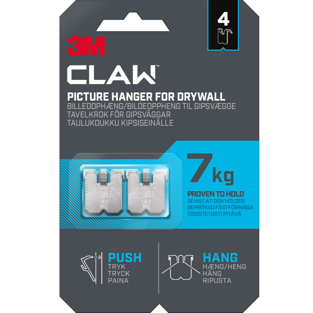 Claw Picture Hook for Plasterboard 7 kg 4-pack