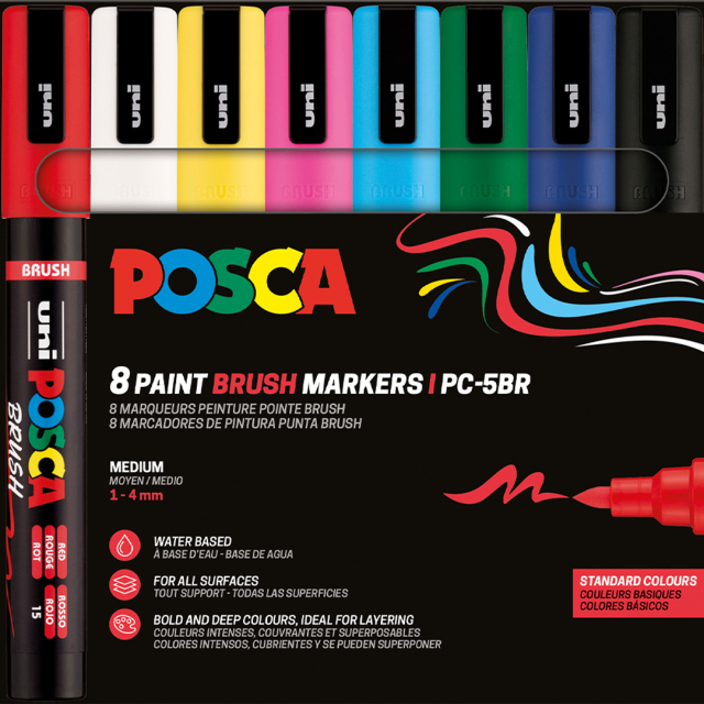 Posca Brush PC-5BR Set of 8