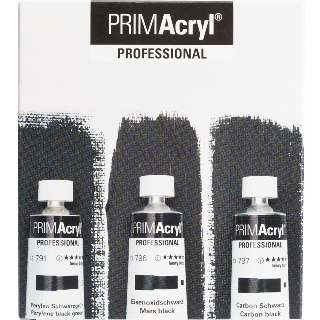 PRIMAcryl Acrylic paint 35 ml Black 3-set