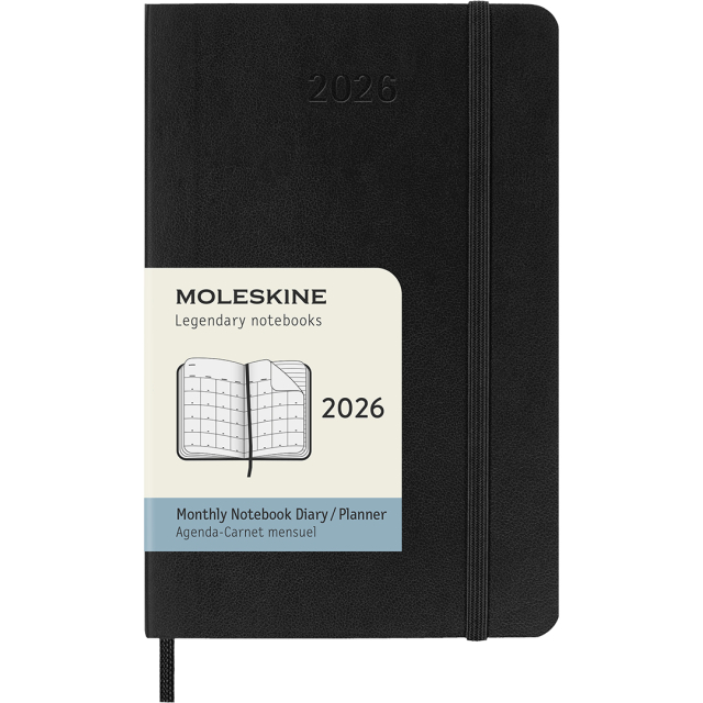 Planner 12M Monthly 2026 Softcover Pocket Black