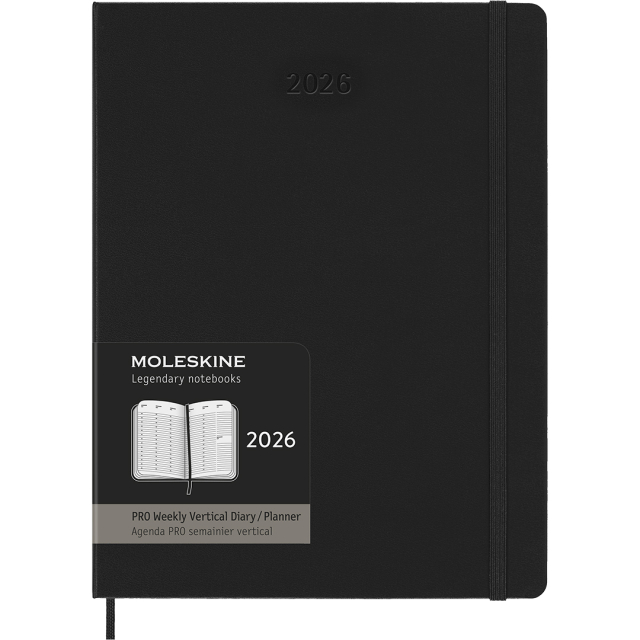 Planner 12M Weekly Vertical PRO 2026 Hardcover XL Black