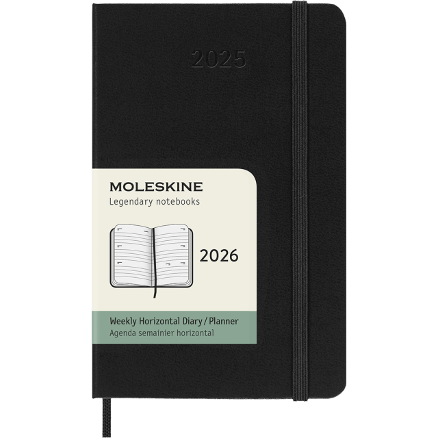 Planner 12M Weekly Horizontal 2026 Hardcover Pocket Black