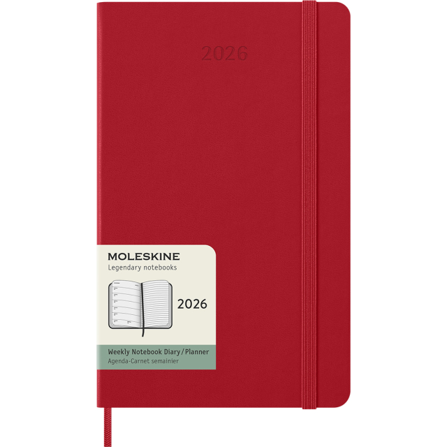 Planner 12M Weekly Notebook 2026 Hardcover Large Red