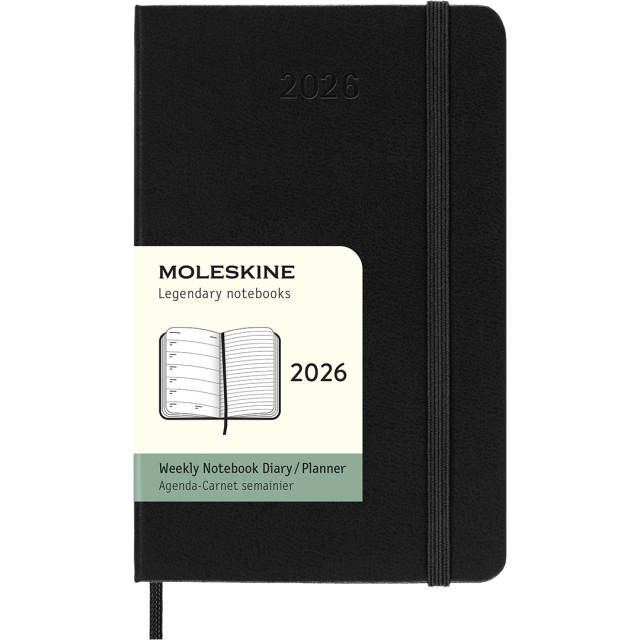Planner 12M Weekly Notebook 2026 Hardcover Pocket Black