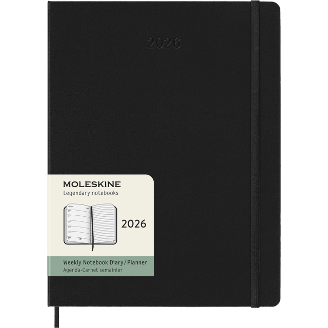 Planner 12M Weekly Notebook 2026 Hardcover XL Black