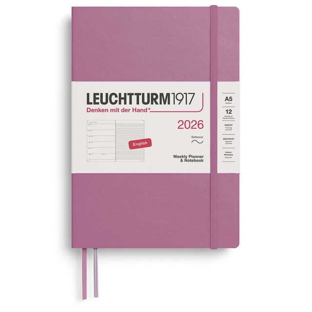 Planner Weekly Planner & Notebook 2026 A5 Soft Cover Dusty Rose