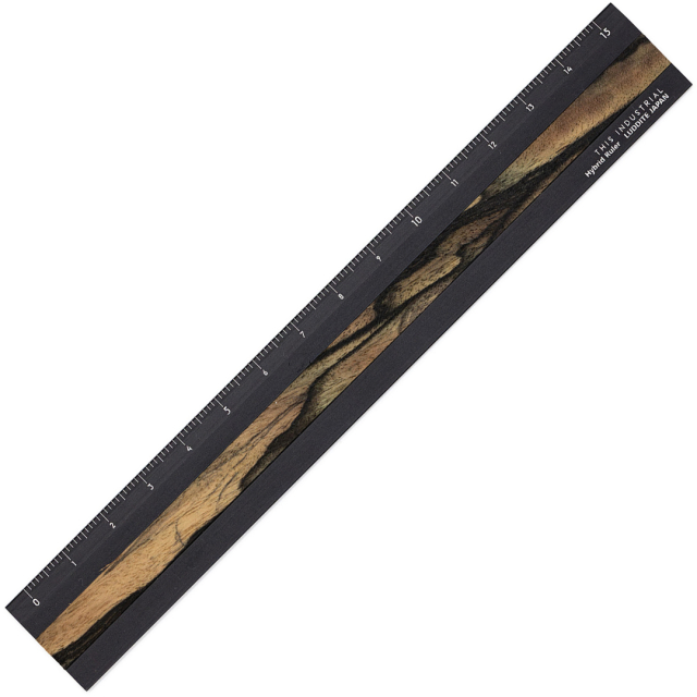 Ruler Aluminium/Wood 15 cm Black/Pale Moon Ebony
