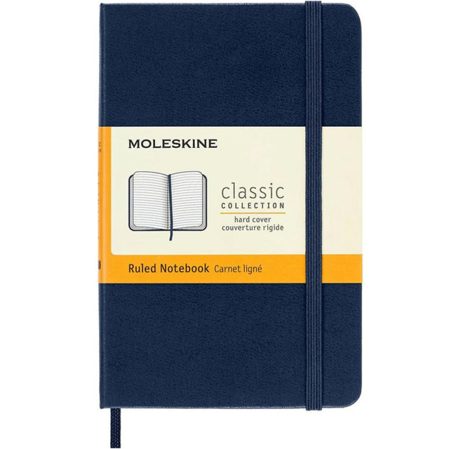 Classic Hard Cover Notebook Pocket Blue Ruled