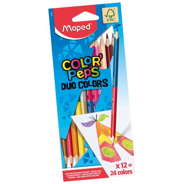 Colouring Pencils Color’Peps Duo Colors Pack of 12