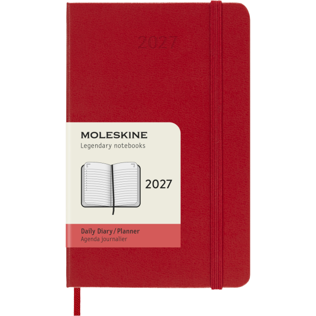 Planner 12M Daily 2027 Hardcover Pocket Red