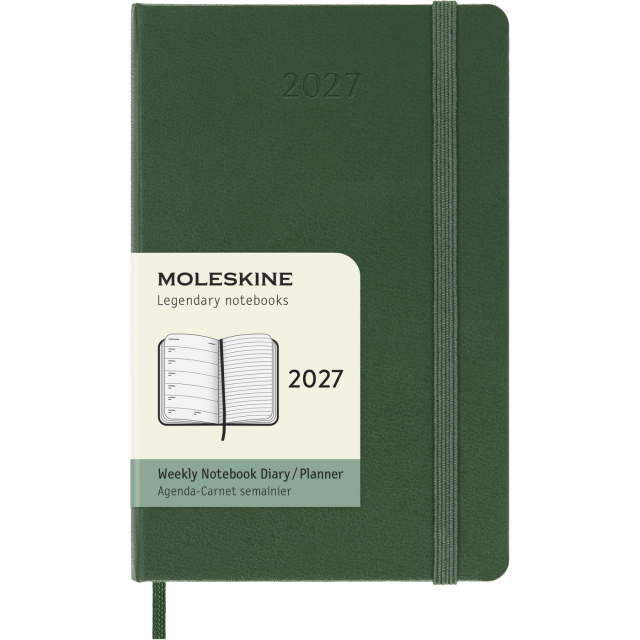 Planner 12M Weekly Notebook 2027 Hardcover Pocket Myrtle Green 