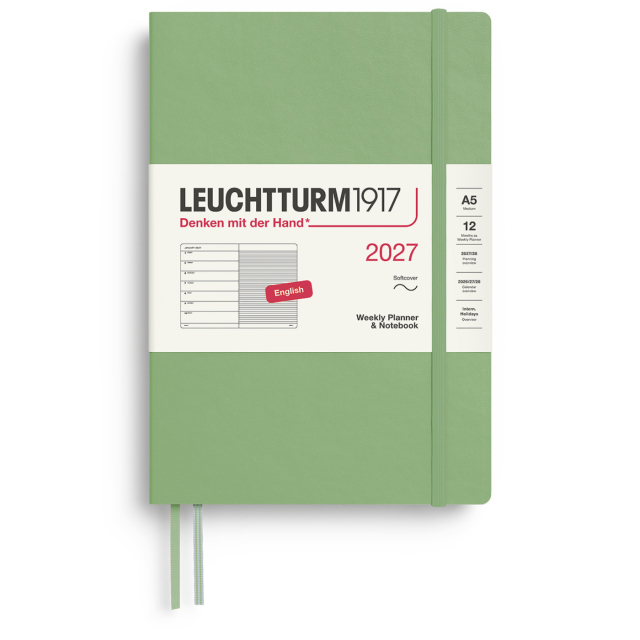 Planner Weekly Planner & Notebook 2027 A5 Soft Cover Sage