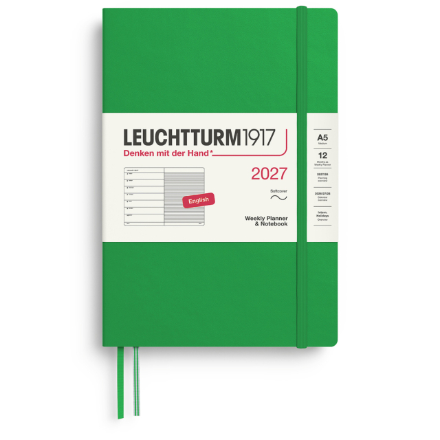 Planner Weekly Planner & Notebook 2027 A5 Soft Cover Spring Leaf