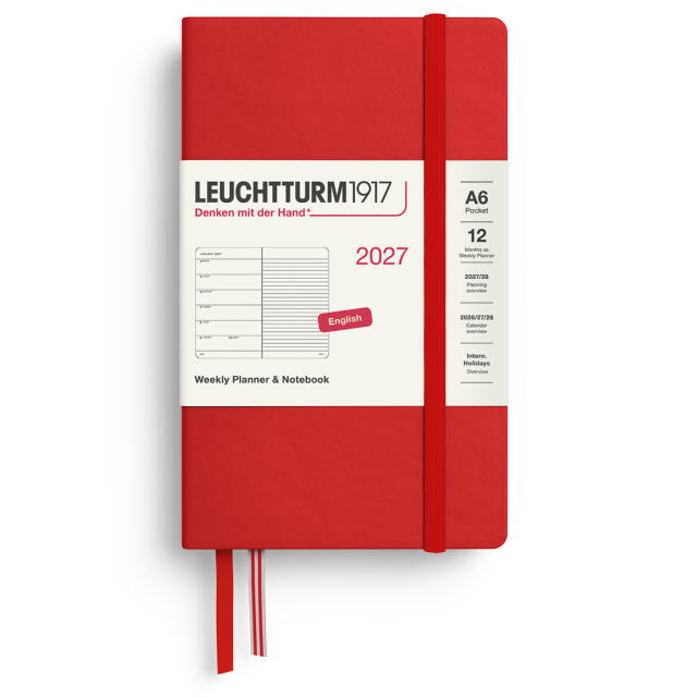 Planner Weekly Planner & Notebook 2027 A6 Cherry