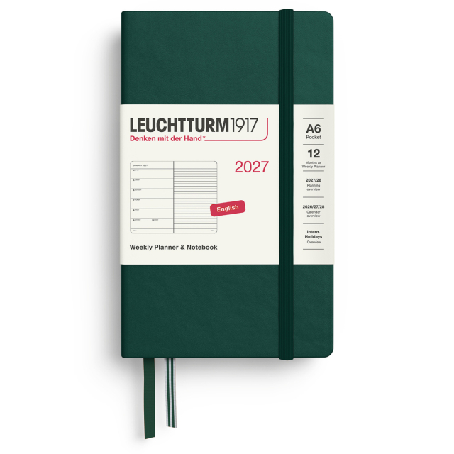 Planner Weekly Planner & Notebook 2027 A6 Forest Green