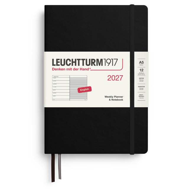 Planner Weekly Planner & Notebook 2026 A5 Black