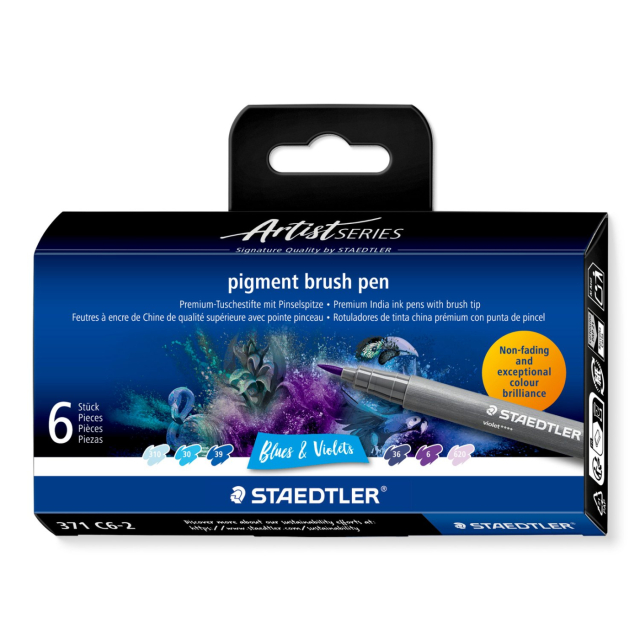 Pigment Arts Brush Pen set of 6 Blue/Violet