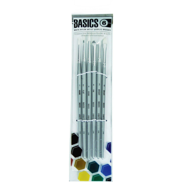 Synthetic Acrylic Brushes Short Handle 6-pack