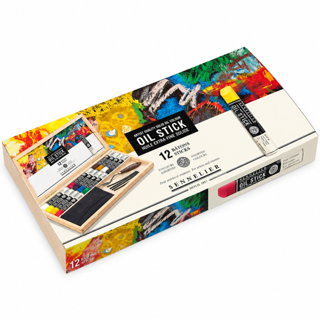 Oil Stick Wooden Box 12-set + Accessories
