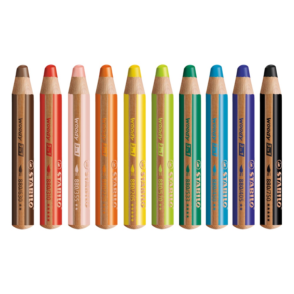 Woody 3-in-1 Coloring Pencils 10-set in the group Kids / Kids' Pens / Coloring Pencils for Kids at Pen Store (100444)