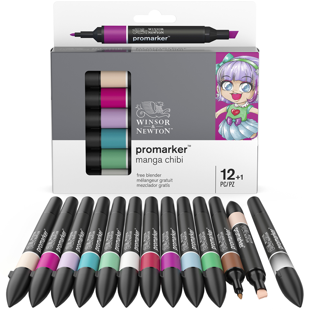 ProMarker 12-set + blender (Manga Chibi) in the group Pens / Artist Pens / Felt Tip Pens at Pen Store (100560)