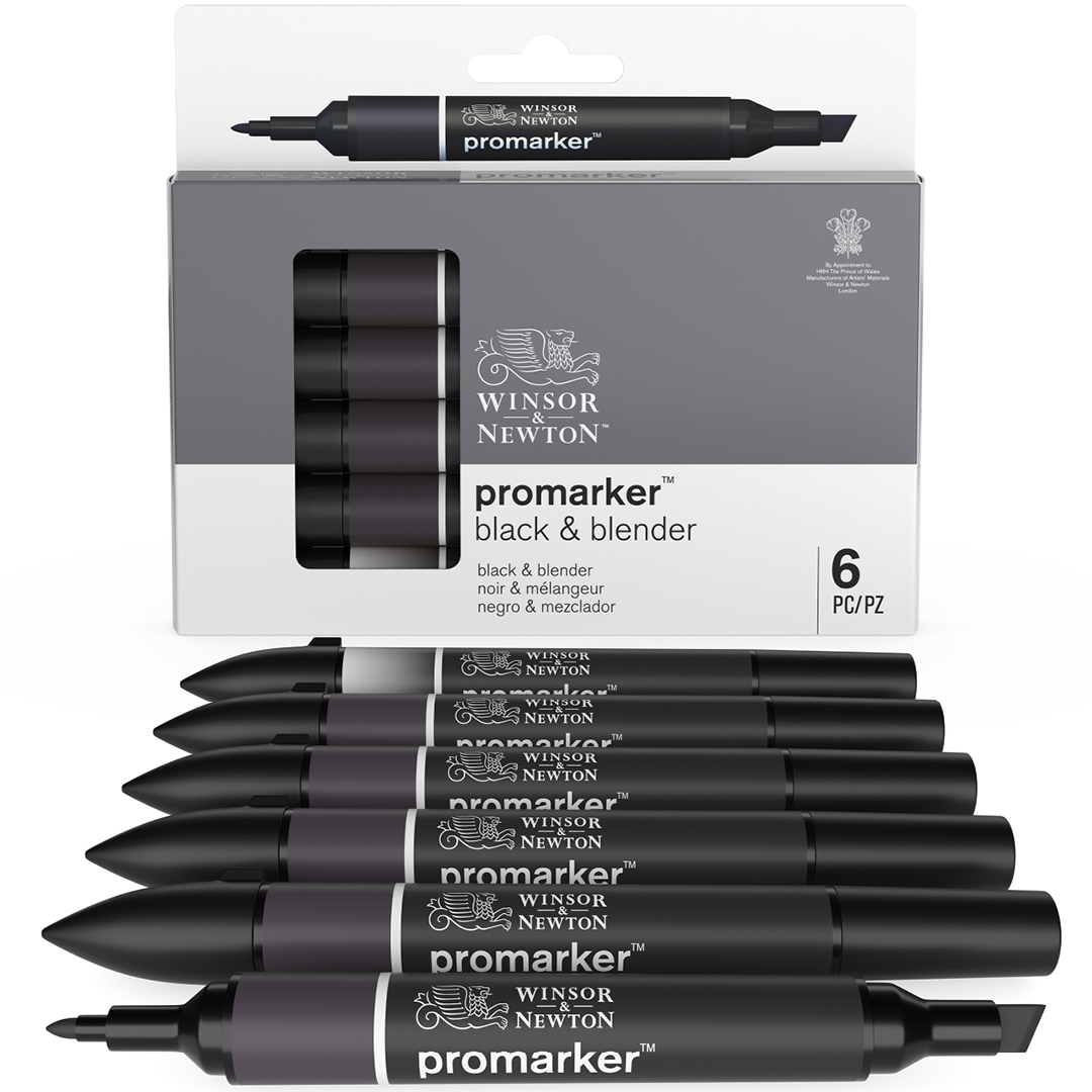 ProMarker 6-set Black & Blender in the group Pens / Artist Pens / Felt Tip Pens at Pen Store (100567)