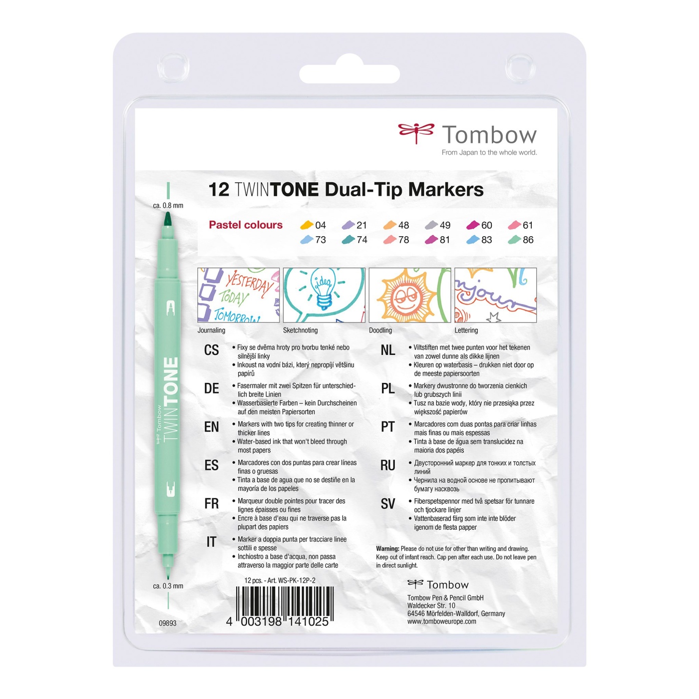 TwinTone Marker Pastel 12-pack in the group Pens / Artist Pens / Felt Tip Pens at Pen Store (101104)