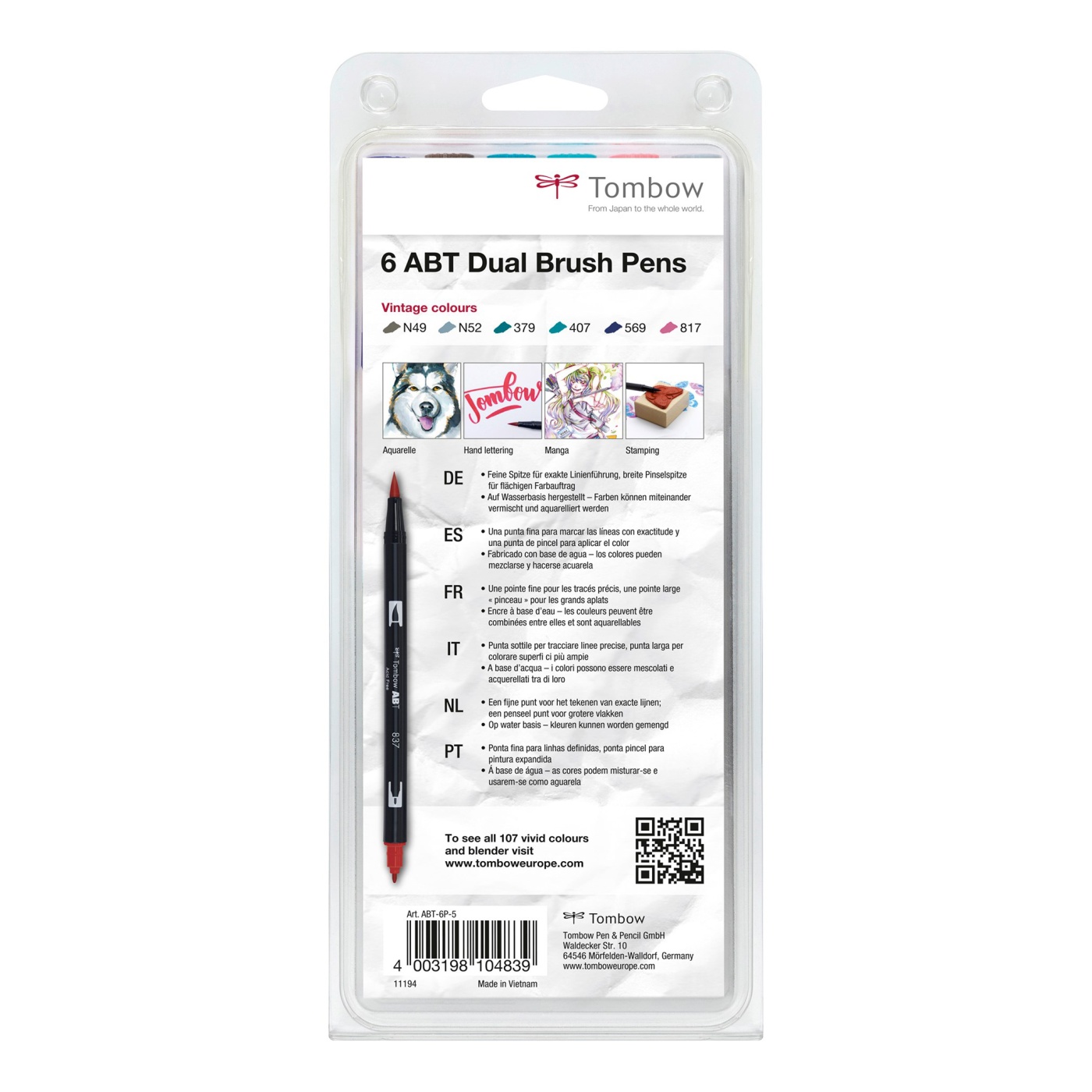 ABT Dual Brush pen 6-set Vintage in the group Pens / Artist Pens / Brush Pens at Pen Store (101107)