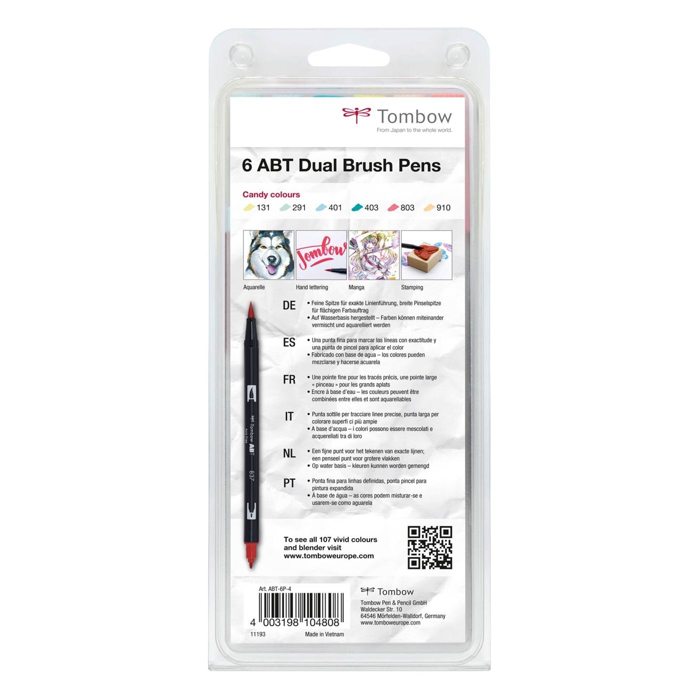 ABT Dual Brush pen 6-set Candy in the group Pens / Artist Pens / Brush Pens at Pen Store (101108)