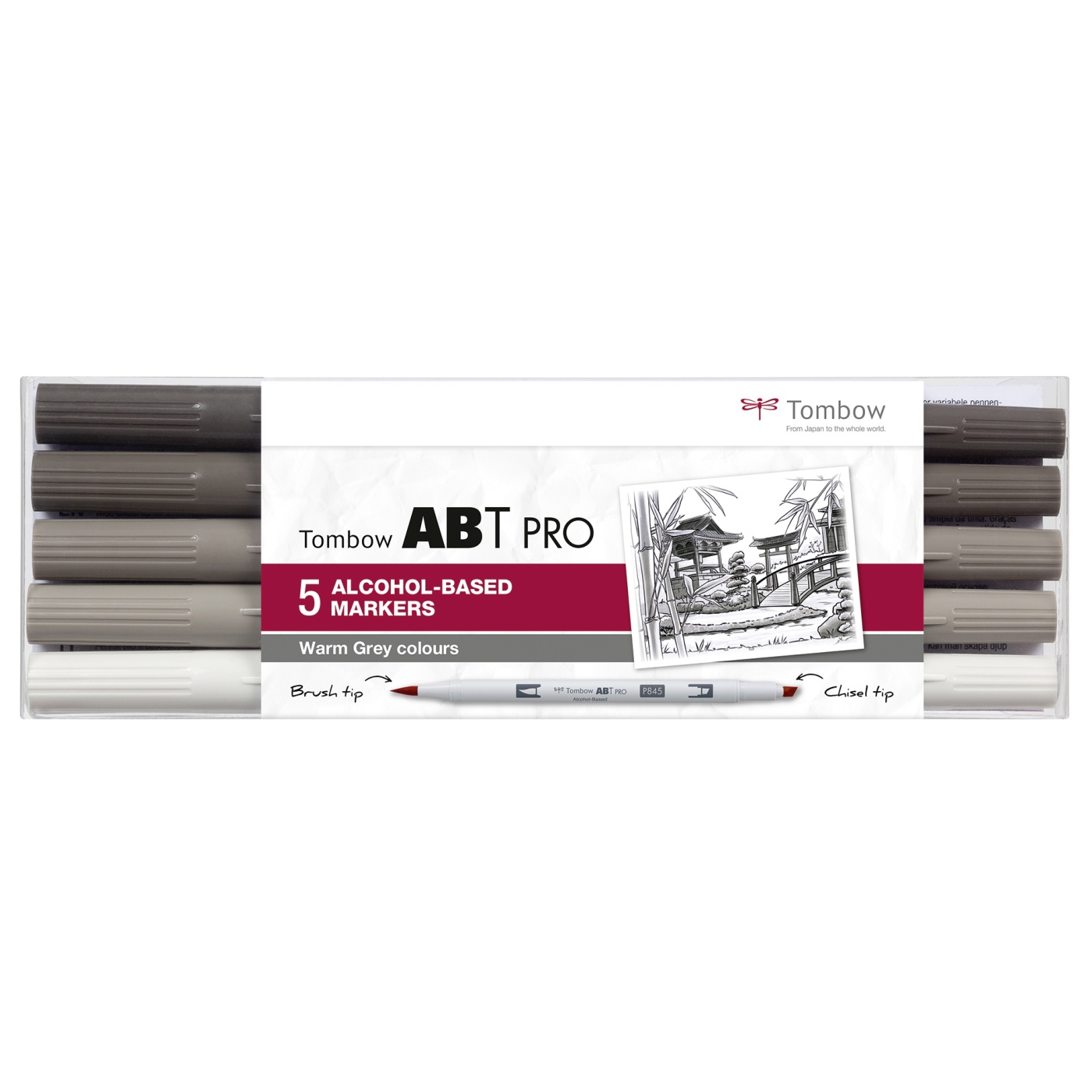 ABT PRO Dual Brush Pen 5-set Warm Grey in the group Pens / Product series / ABT Dual Brush at Pen Store (101258)