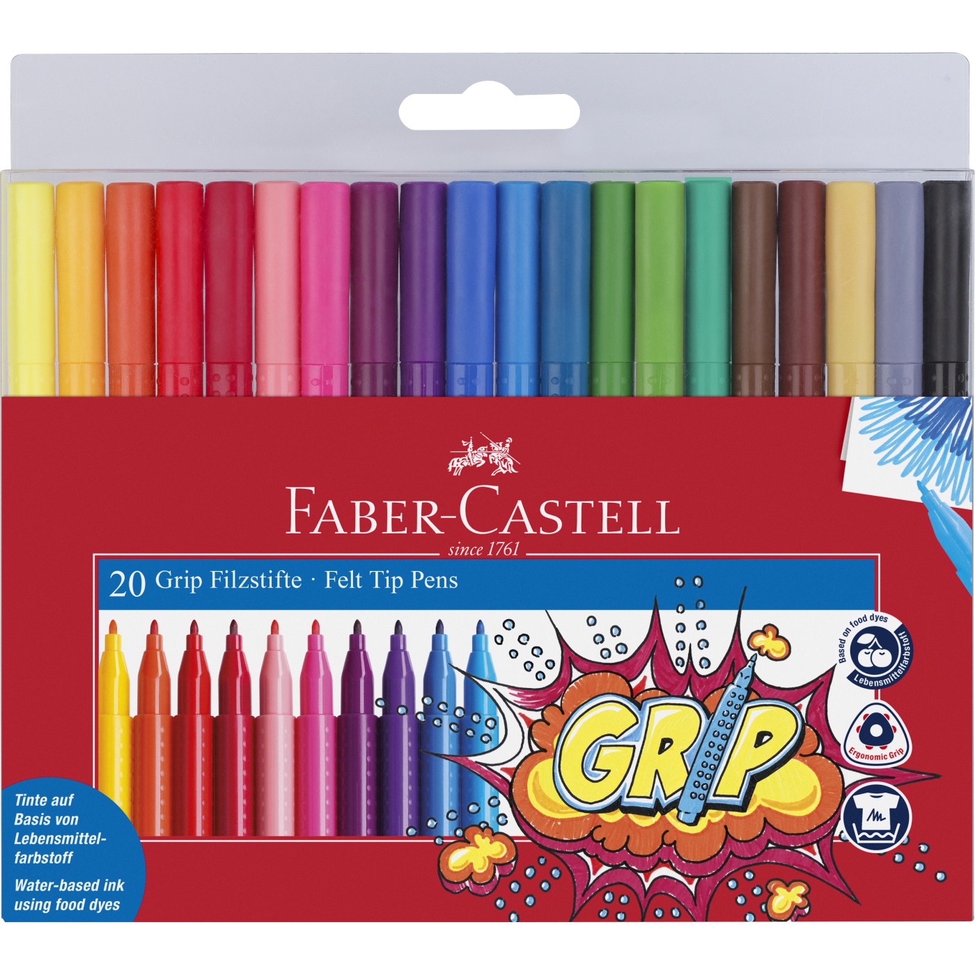 Grip Colour Markers - Set of 20 in the group Kids / Kids' Pens / Felt Tip Pens for Kids at Pen Store (101393)