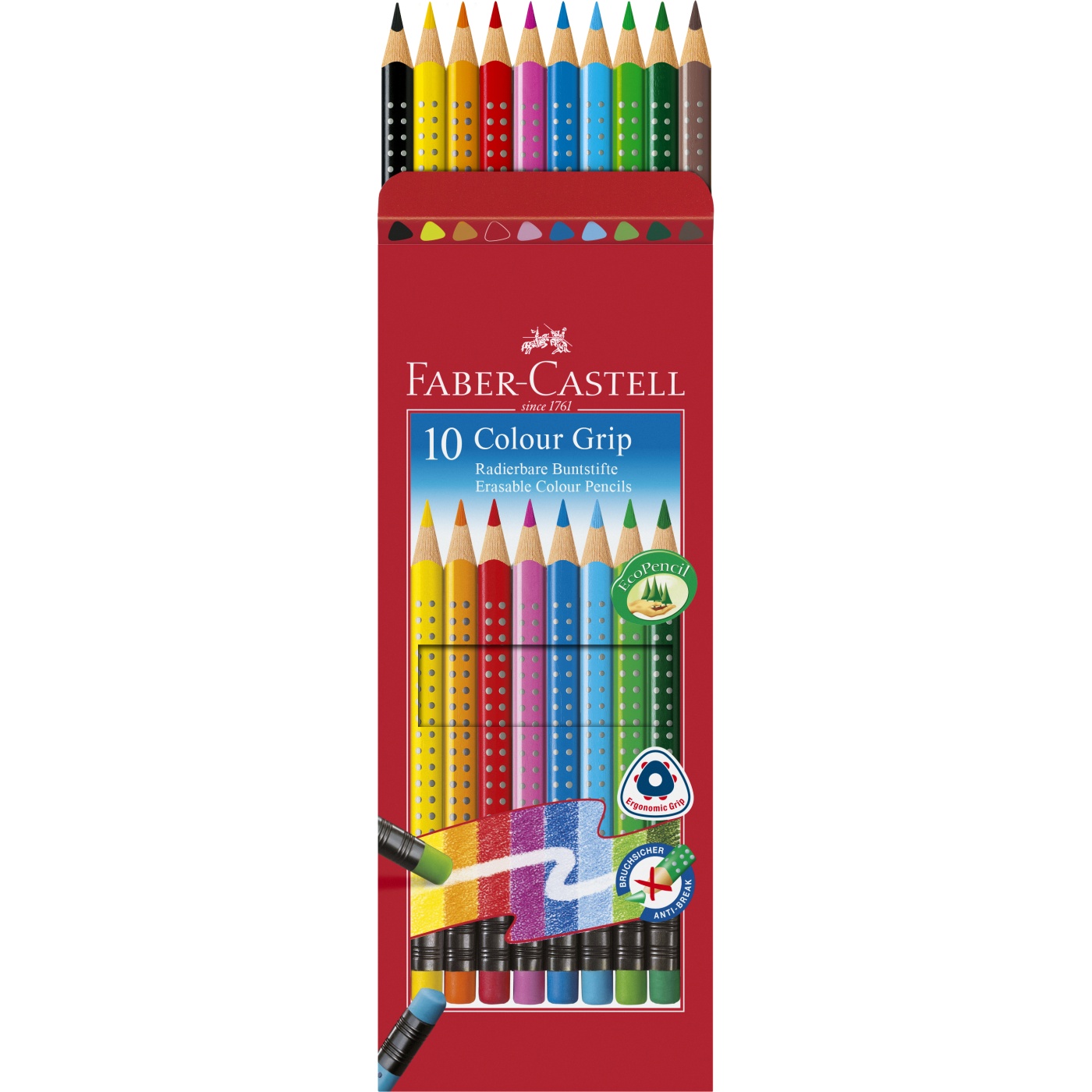 Colour Grip Erasable Coloring Pencils - Set of 10 in the group Kids / Kids' Pens / 3 Years+ at Pen Store (101397)