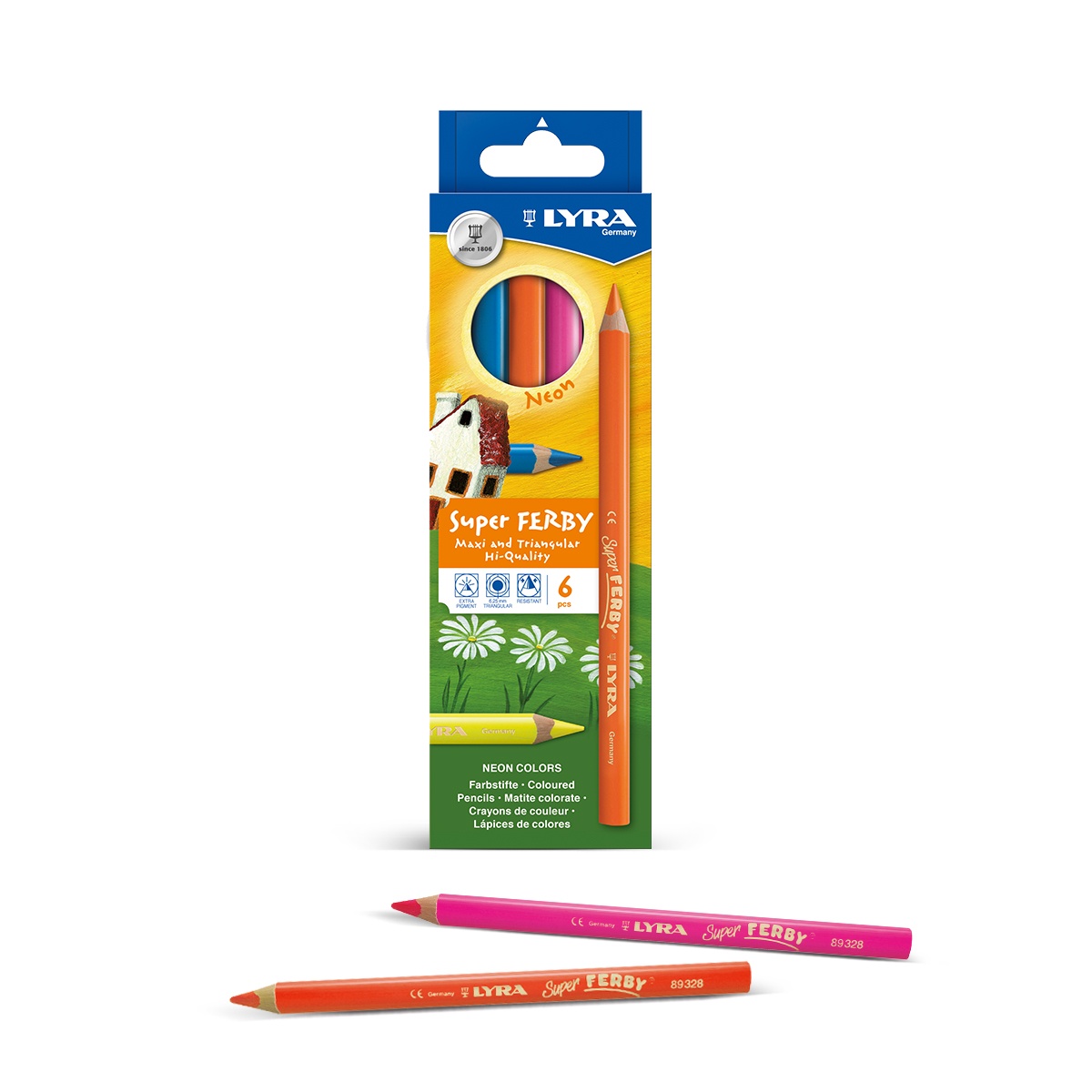 Super Ferby 6-set Neon in the group Kids / Kids' Pens / Coloring Pencils for Kids at Pen Store (101584)