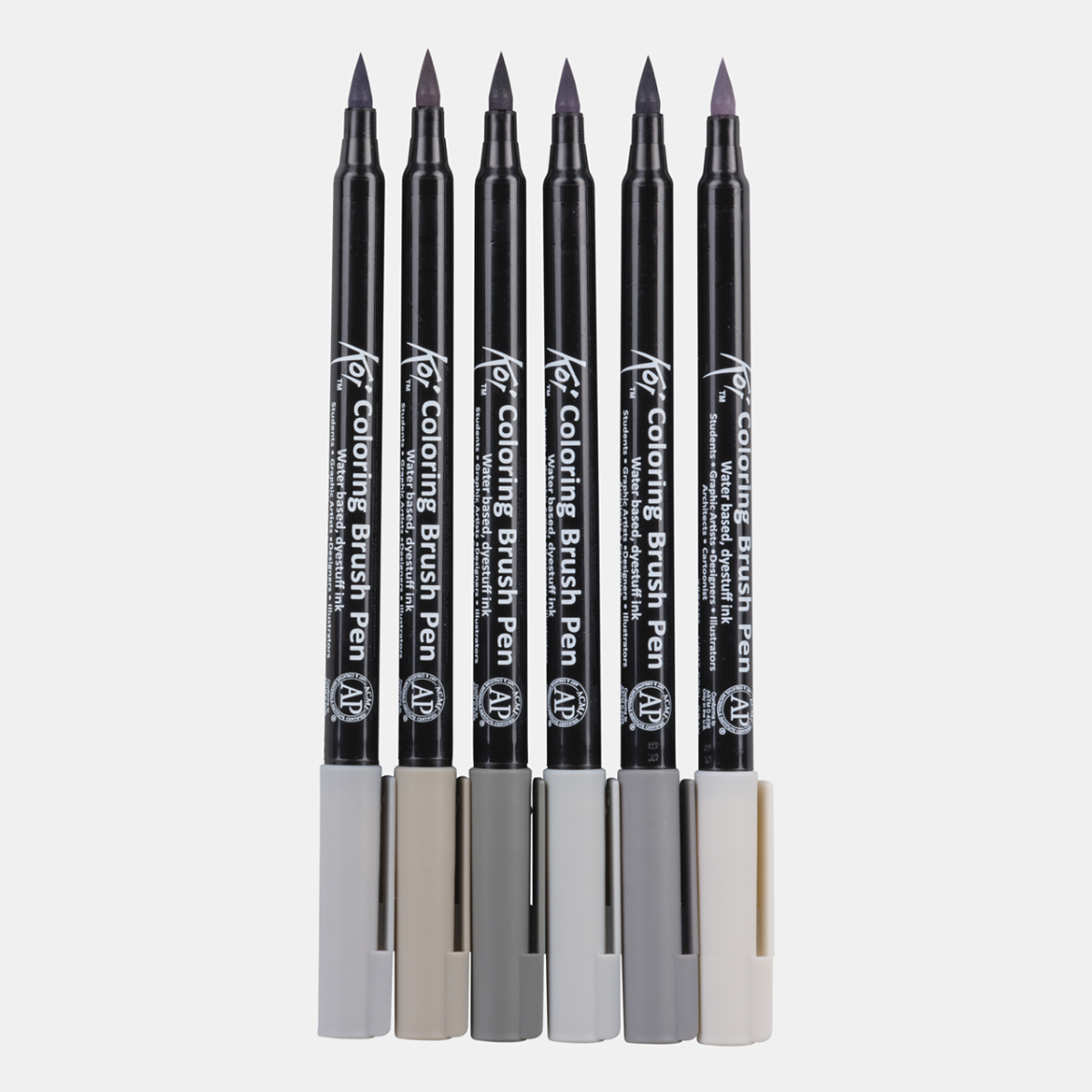Koi Colouring Brush Pen 6-set Gray in the group Pens / Artist Pens / Brush Pens at Pen Store (102309)