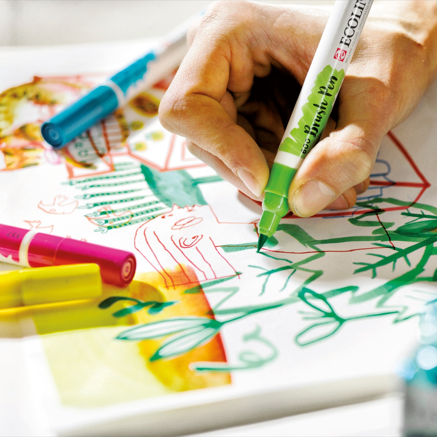 Pentel Art Brush Pen – Colore Blu, Punta A Pennello Per Calligrafia E Disegno