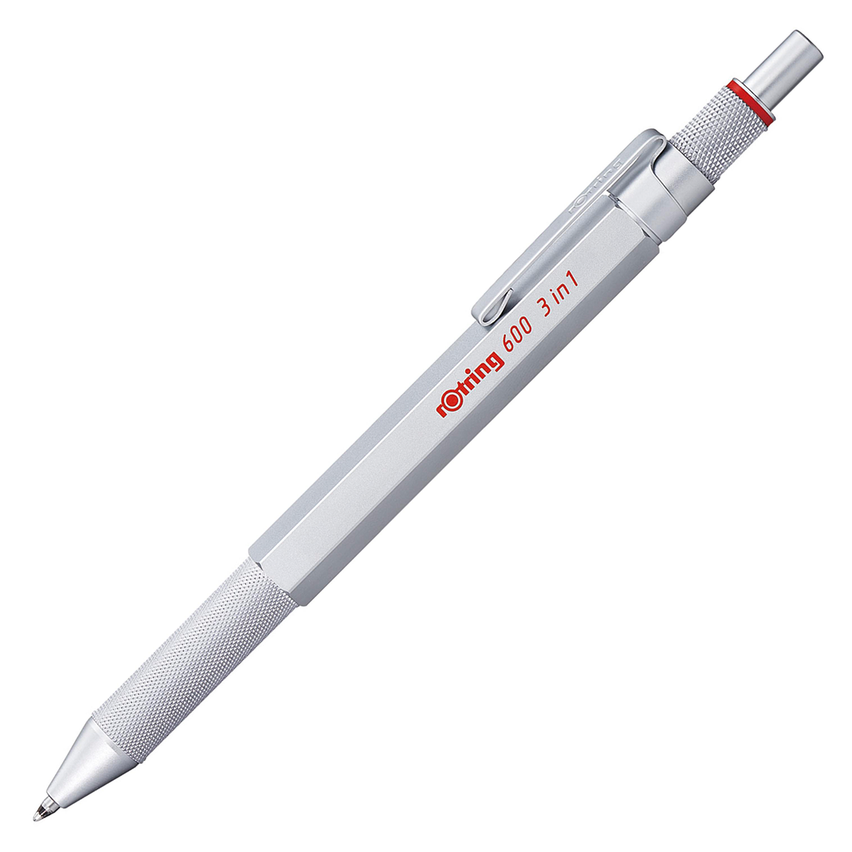 Rotring 4 in 1 3 Color Fine Ballpoint Multi Pen + 0.5 mm Pencil - Gun  Metallic
